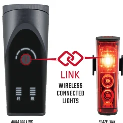 AURA 100 LINK USB LED Front Light/BLAZE LINK USB Battery-powered Rear Light with Brake Light Kit