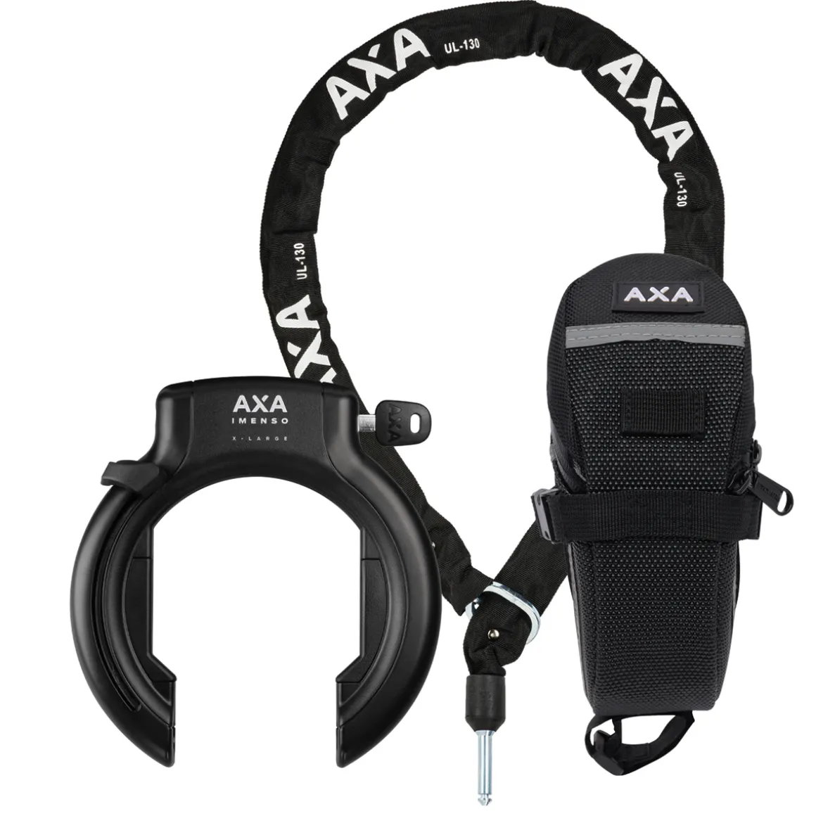 Frame Lock Set Imenso X-Large Retractable incl. ULC 130 Connecting Chain & Saddle Bag
