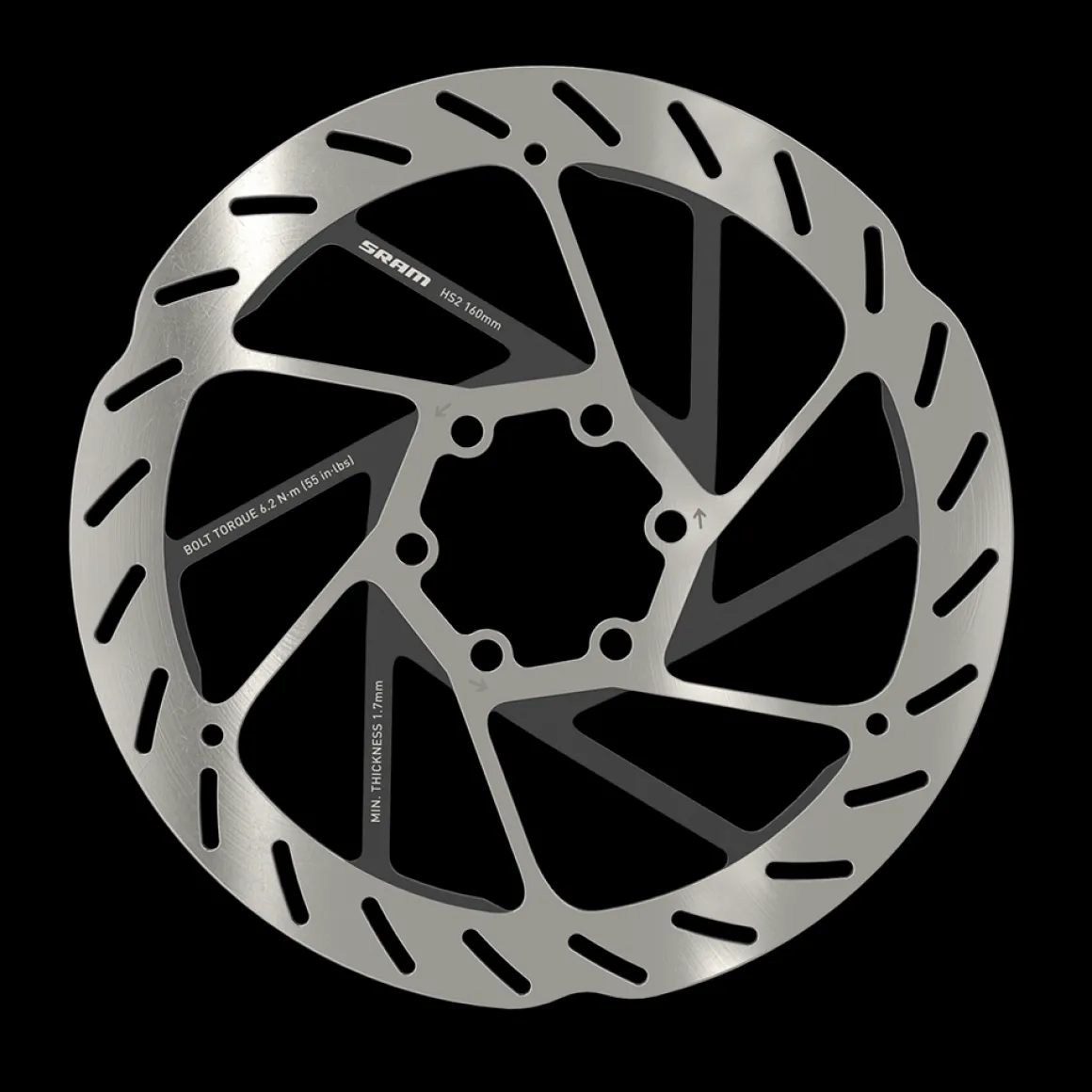 HS2 Rounded 6-hole Brake Disc, incl. Steel Mounting Bolts