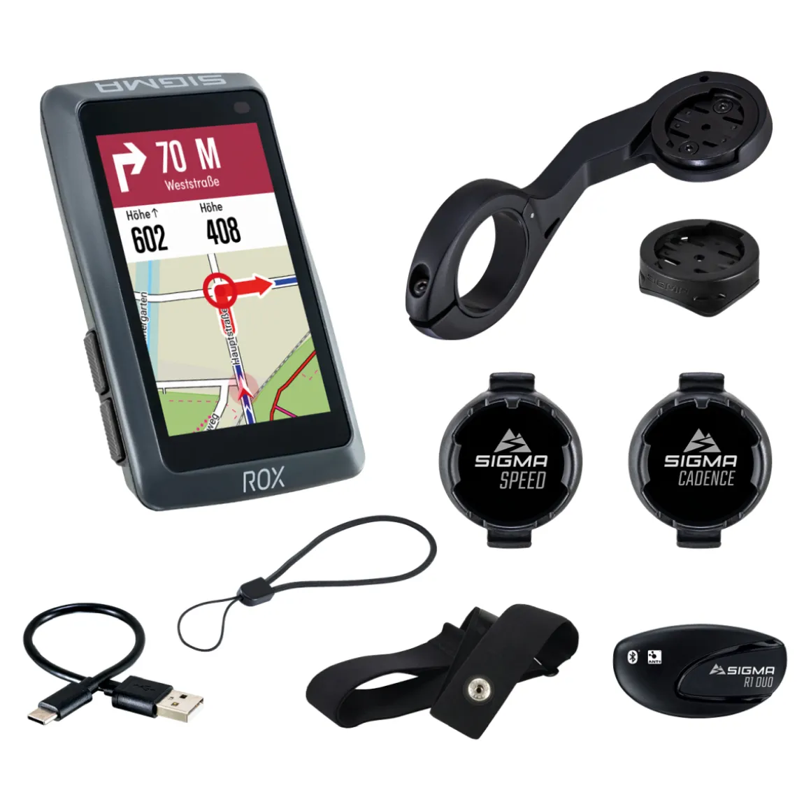 ROX 12.1 EVO Set GPS Bike Computer + Sensor Speed, Cadence, HR